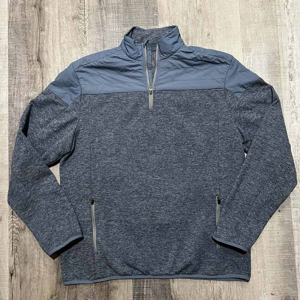 Johnnie O Hybrid Performance Quarter Zip Sweatshirt Two Tone Blue Men's M Golf